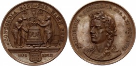 German States Medal "Friedrich Schiller" 1859
Bronze 26.62g 42mm; By Schnitzspahn; FRIEDRICH V. SCHILLER GEB. D. 11 NOV. 1759 / CONCORDIA SOLL IHR NA...