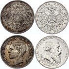 Germany - Empire Baden & Bavaria 2 Mark 1902 & 1904 D
Silver; XF