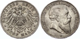 Germany - Empire Baden 5 Mark 1903 G
KM# 274; Silver; Friedrich I.; XF
