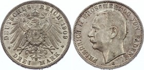 Germany - Empire Baden 3 Mark 1909 G
KM# 280; Silver; Friedrich II.; XF