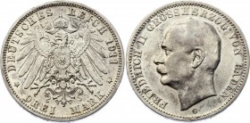 Germany - Empire Baden 3 Mark 1911 G
Jaeger 39; Silver, not common coin on practice. Mintage 380000; Deutsches Kaiserreich Baden 3 Mark 1911