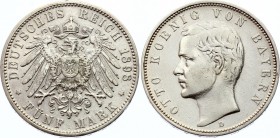 Germany - Empire Bavaria 5 Mark 1898 D
Jaeger 46; Mintage 300000; Silver, XF-; Deutsches Kaiserreich Bayern 5 Mark 1898 D