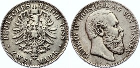 Germany - Empire Hessen-Darmstadt 2 Mark 1888 A Collectors Copy!
KM# 359; Silver; Ludvig IV.
