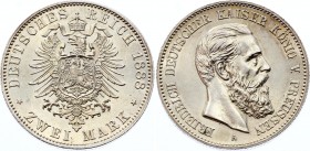 Germany - Empire Prussia 2 Mark 1888 A
KM# 510; Silver; Friedrich III; UNC