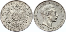 Germany - Empire Prussia 2 Mark 1896 A
KM# 522; Silver; Wilhelm II; XF