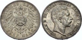 Germany - Empire Prussia 5 Mark 1900 A
KM# 523; Silver; Wilhelm II.