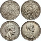 Germany - Empire Prussia Lot of 2 Coins 3 Mark 1910 & 1913
Silver; Various Motives; XF