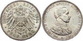 Germany - Empire Prussia 5 Mark 1914 A
KM# 536; Silver; Wilhelm II