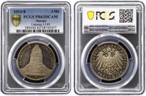 Germany - Empire Saxony 3 Mark 1913 E PP PCGS PR62DCAM
Jaeger 140, KM# 1275; 100th Anniversary of the Battle of Leipzig. Silver, Proof. Deutsches Kai...