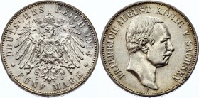 Germany - Empire Saxony 5 Mark 1914 E
KM# 1266; Silver; Friedrich August III; XF