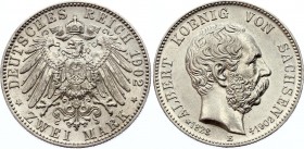 Germany - Empire Saxony-Albertine 2 Mark 1902 E
KM# 1255; Silver; Albert I; Death of King Albert; XF