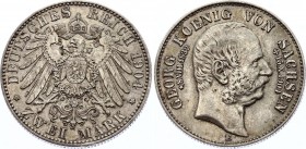 Germany - Empire Saxony-Albertine 2 Mark 1904 E
KM# 1261; Silver; Death of King Georg; XF