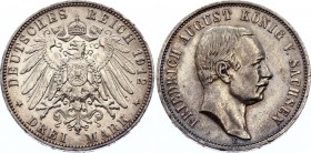 Germany - Empire Saxony-Albertine 3 Mark 1912 E
KM# 1267; Silver; Friedrich August III; XF