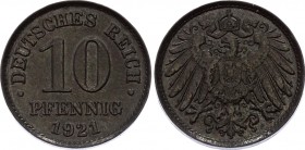 Germany - Weimar Republic 10 Pfennig 1921 Thick blank Error!
Weight: 3.23g Thickness: 2.0mm Diameter: 21mm