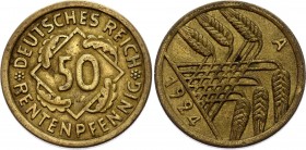 Germany - Weimar Republic 50 Rentenpfennig 1924 A Rotated Die on 30° Mint Error
KM# 34; Fehlprägung