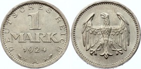 Germany - Weimar Republic 1 Mark 1924 A
KM# 42; Silver; UNC Not Common in this Condition