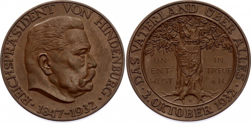 Germany - Weimar Republic Medal 85th Birthday of Hindenburg 1847 - 1932
Bronze ...