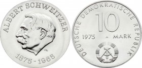 Germany - GDR 10 Mark 1975 A Probe Very Rare!
KM# PR18; Silver; Proof; Mintage 8.810 Pcs Only!; Albert Schweitzer