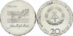 Germany - GDR 20 Mark 1975 Probe Very Rare!
KM# PR17; Incuse Notes, Matte; Proof; Silver; Johann Sebastian Bach; Mintage 4.500 Pcs Only!
