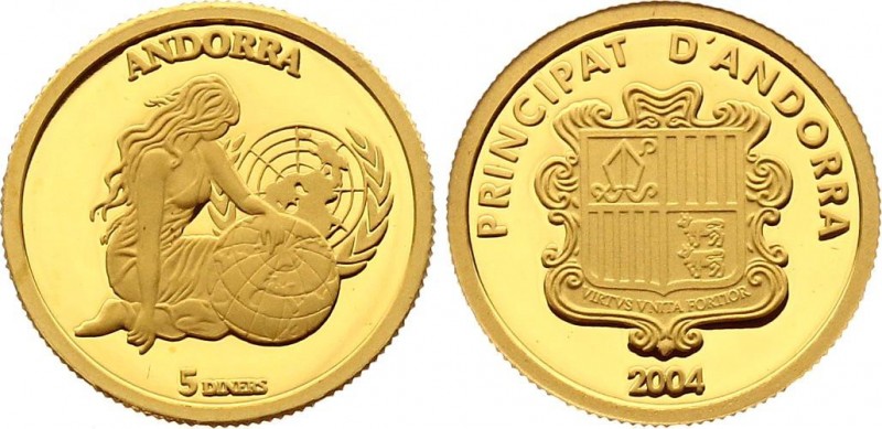 Andorra 5 Diners 2004
Gold (.999) • 1.244 g. Proof.