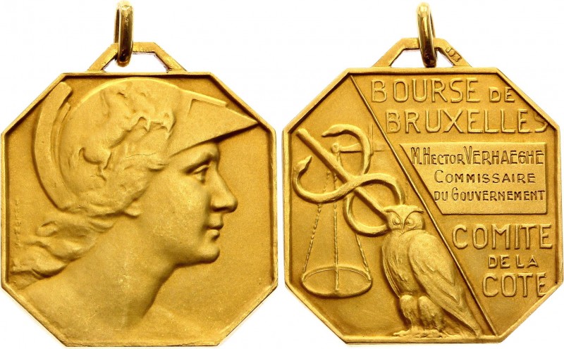 Belgium Bourse De Bruxelles Comite De La Cote 1941 Membership Medal
Gold (20.2g...