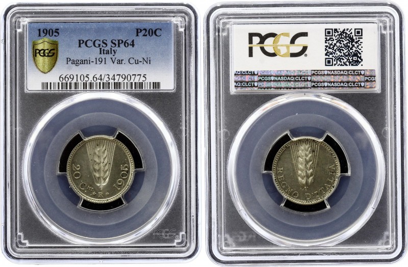 Italy 20 Centesimi 1905 PROVA PCGS SP64
Vittorio Emanuele III (1900-1946). Prob...