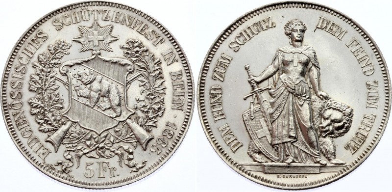 Switzerland 5 Francs 1885 Bern
X# S17; Bern Shooting Festival 1885. Silver, UNC