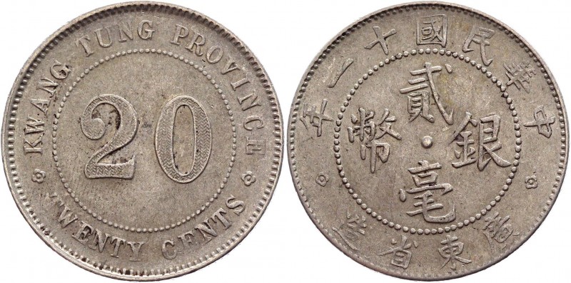 China Kwangtung 20 Cents 1922
Y# 423; Silver 5,28g.; AUNC