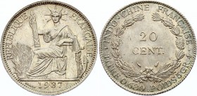 French Indochina 20 Centimes 1937
KM# 17.2; Silver, UNC.