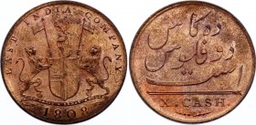 British India Madras 10 Cash 1808
KM# 391; Red Copper, AUNC. Rare in this condition.