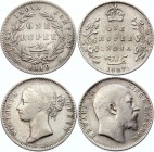 British India Lot of 2 Coins 1 Rupee 1840 C & 1907 B
Silver; KM# 508 & 458; Edward VII & Victoria