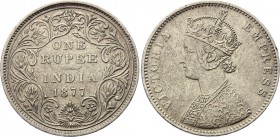 British India 1 Rupee 1877 B
KM# 492; Silver; Victoria