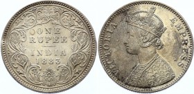 British India 1 Rupee 1883 B
KM# 492; Silver; Victoria; XF