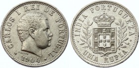 India Portuguese 1 Rupia 1904
KM# 17; Silver; Carlos I (Lisboa mint)