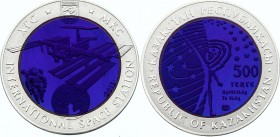 Kazakhstan 500 Tenge 2013
Bimetallic: Tantalum Center in Silver (.925) Ring 41.4g 38.61mm; With Original Box & Certificate; Space Series - Internatio...