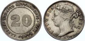 Straits Settlements 20 Cents 1872 H
KM# 12; Victoria (1837-1901). Heaton Mint. Mintage 40000. Silver. Rare coin.