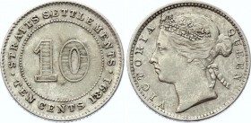 Straits Settlements 10 Cents 1891
KM# 11; Victoria (1837-1901). Silver, XF.