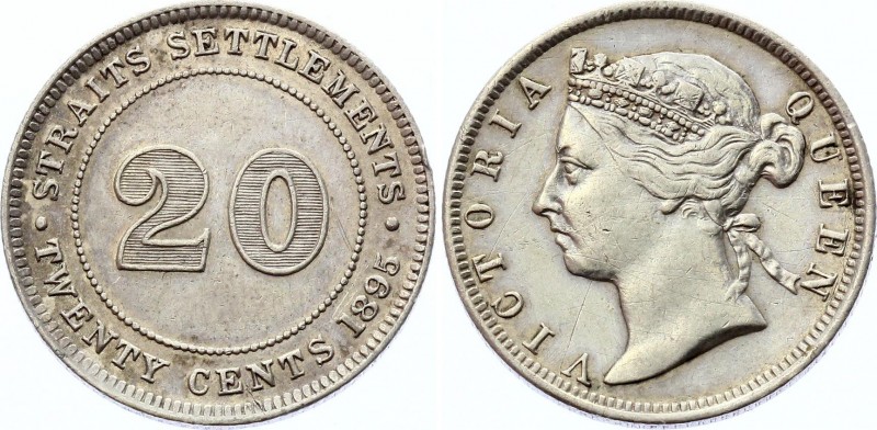 Straits Settlements 20 Cents 1895
KM# 12; Victoria (1837-1901). Mintage 580,000...