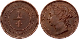 Straits Settlements 1/4 Cent 1898
KM# 14; Victoria (1837-1901). Copper, XF. Rare coin on practice.