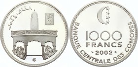 Comoros 1000 Francs 2002
KM# 20; Silver Proof; Mosque of the Sultans; Mintage 500 Pcs Only!
