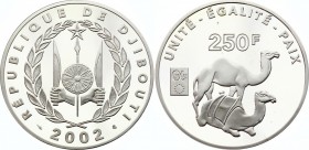 Djibouti 250 Francs 2002
KM# 41; Silver Proof; Camels; Mintage 500 Pcs Only!