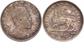 Ethiopia 1 Gersh 1902 -03 А (EE 1895)
KM# 12; Silver 1,40g.; Menelik II; XF+.