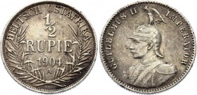German East Africa 1/2 Rupie 1904 A
KM# 9; Silver; Wilhelm II; XF