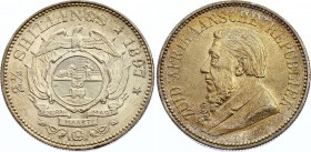South Africa 2-1/2 Shillings 1897 ZAR
KM# 7; Silver, AUNC. Nice toning.