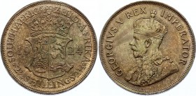 South Africa 2 1/2 Shillings 1924
KM# 19.1; George V. Silver, AUNC, nice dark toning.
