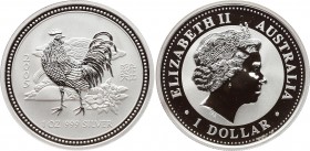 Australia 1 Dollar 2005
KM# 695; Silver Proof; Lunar Series – Year of the Rooster