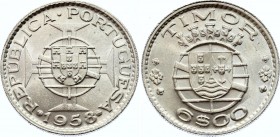 Timor 6 Escudos 1958
KM# 15; Silver; UNC with Mint Luster