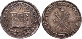Bolivia Potosi 1 Sol-Sized Silver Medal 1843
Fonrobert# 9534; Silver 3,28g.; Obverse with with book LEY FUNDAMENTAL in center with laurel surrounding...