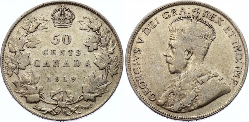 Canada 50 Cents 1919
KM# 25; George V; Silver, VF.