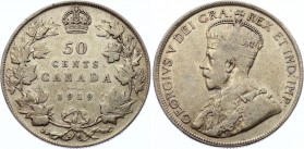 Canada 50 Cents 1919
KM# 25; George V; Silver, VF.